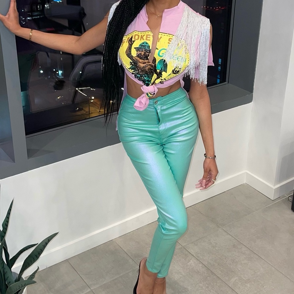 Metallic Iridescent Pants